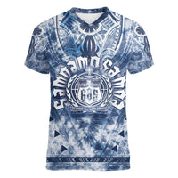 Samoa 685 Women V-Neck T-Shirt Polynesian Pattern Tie Dye Style