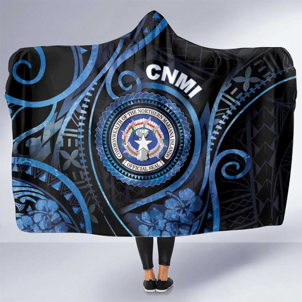 Northern Mariana Islands Hooded Blanket Ocean Floral Pattern LT05