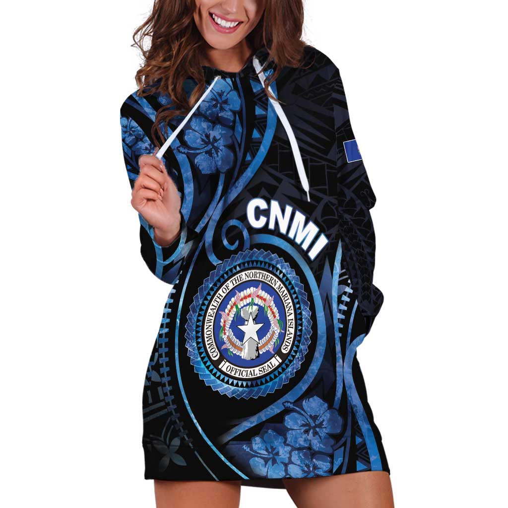 Personalized Northern Mariana Islands Hoodie Dress Ocean Floral Pattern