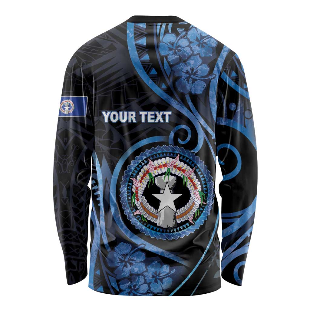 Personalized Northern Mariana Islands Long Sleeve Shirt Ocean Floral Pattern
