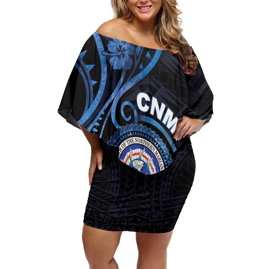 Personalized Northern Mariana Islands Off Shoulder Short Dress Ocean Floral Pattern