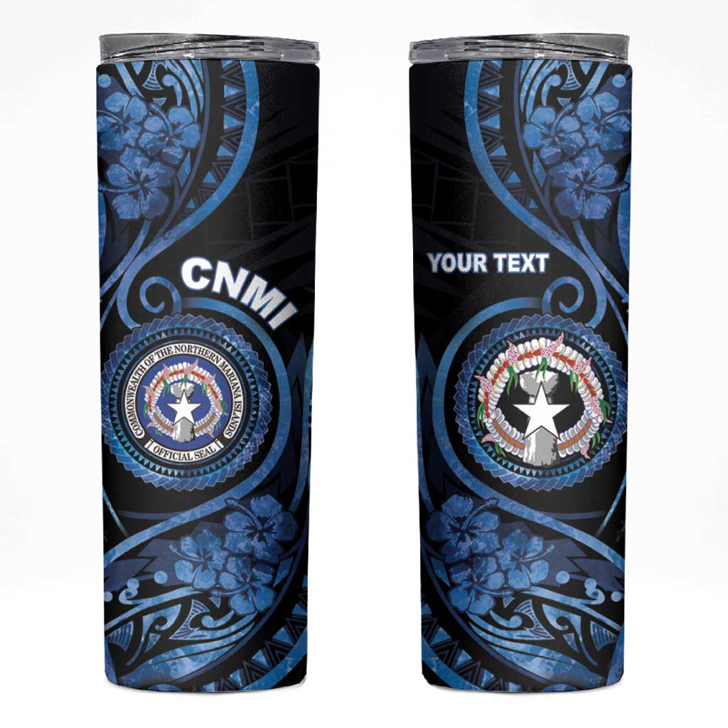 Personalized Northern Mariana Islands Skinny Tumbler Ocean Floral Pattern