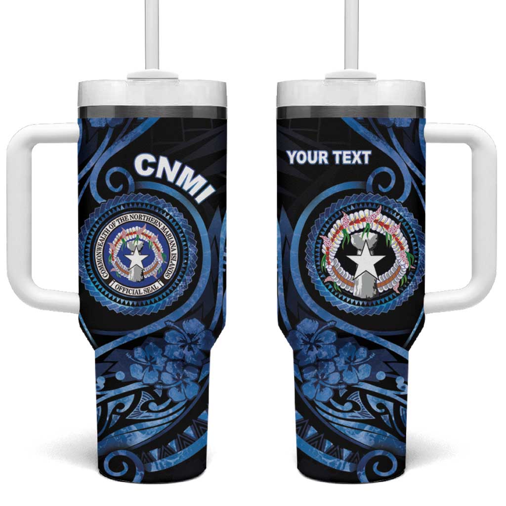 Personalized Northern Mariana Islands Tumbler With Handle Ocean Floral Pattern