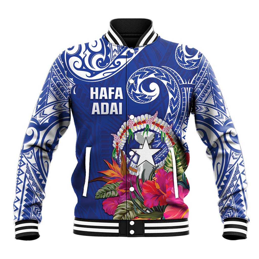 Hafa Adai Northern Mariana Islands Baseball Jacket Polynesian Tribal Pattern