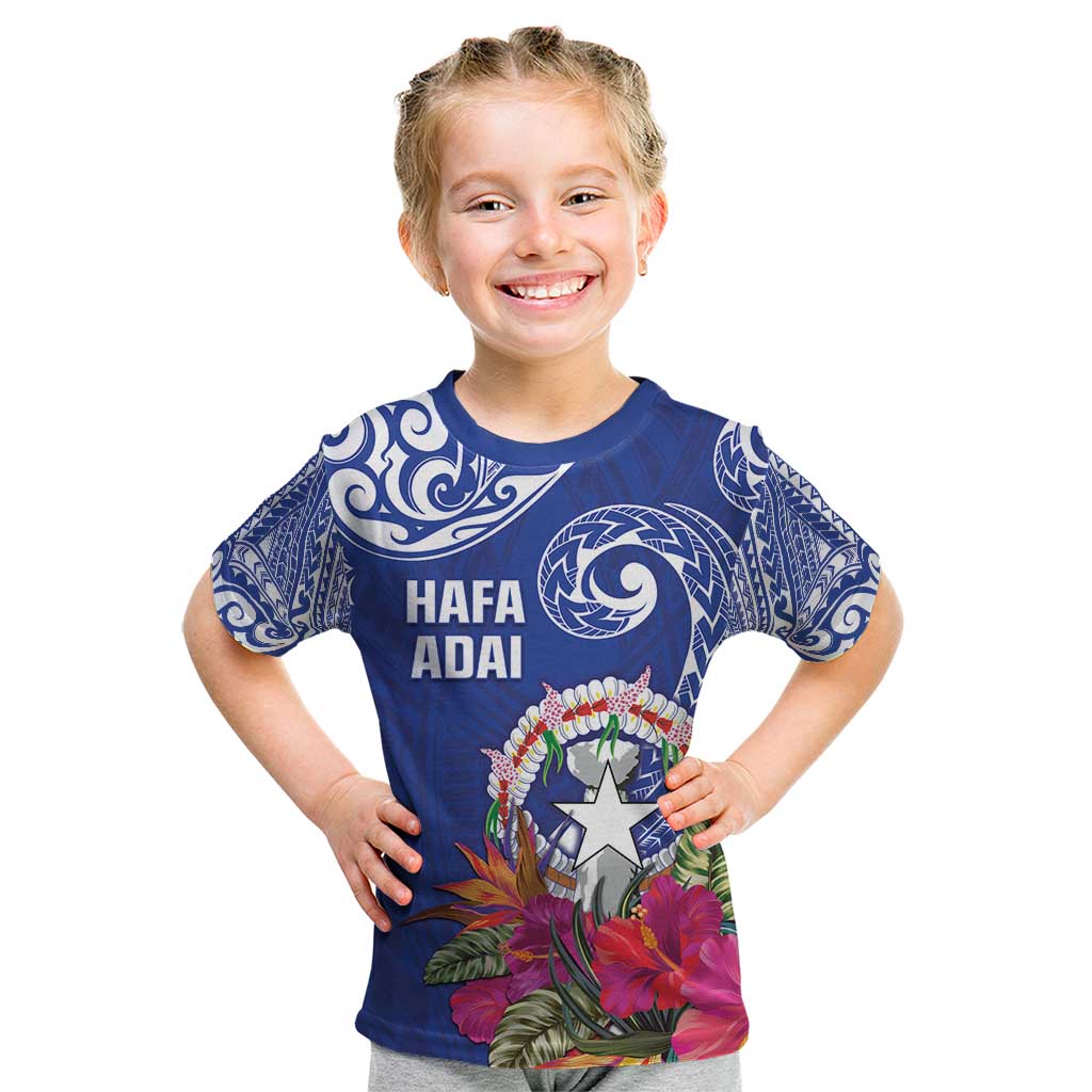 Hafa Adai Northern Mariana Islands Kid T Shirt Polynesian Tribal Pattern