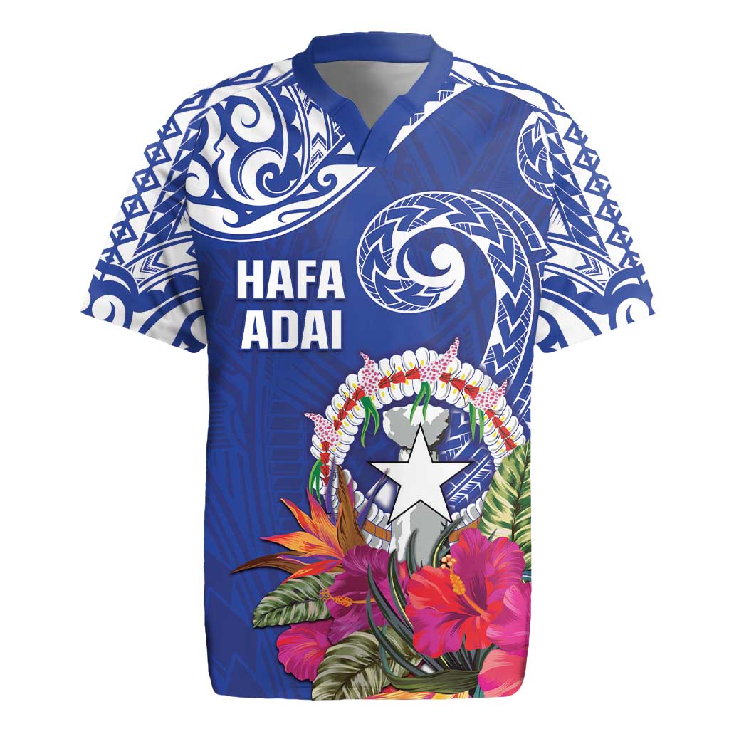 Hafa Adai Northern Mariana Islands Rugby Jersey Polynesian Tribal Pattern