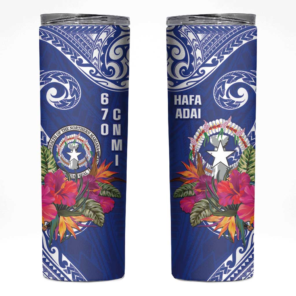 Hafa Adai Northern Mariana Islands Skinny Tumbler Polynesian Tribal Pattern