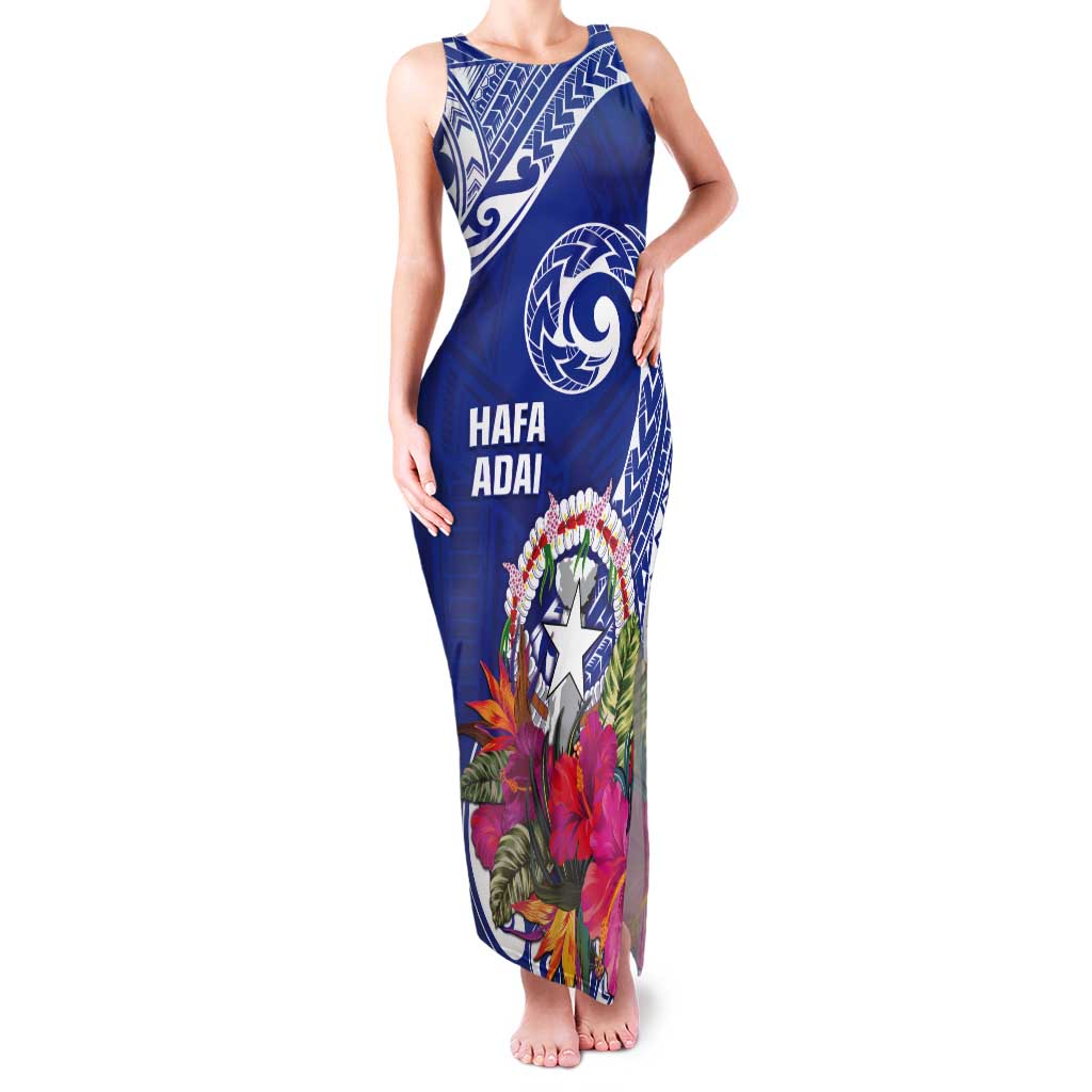 Hafa Adai Northern Mariana Islands Tank Maxi Dress Polynesian Tribal Pattern