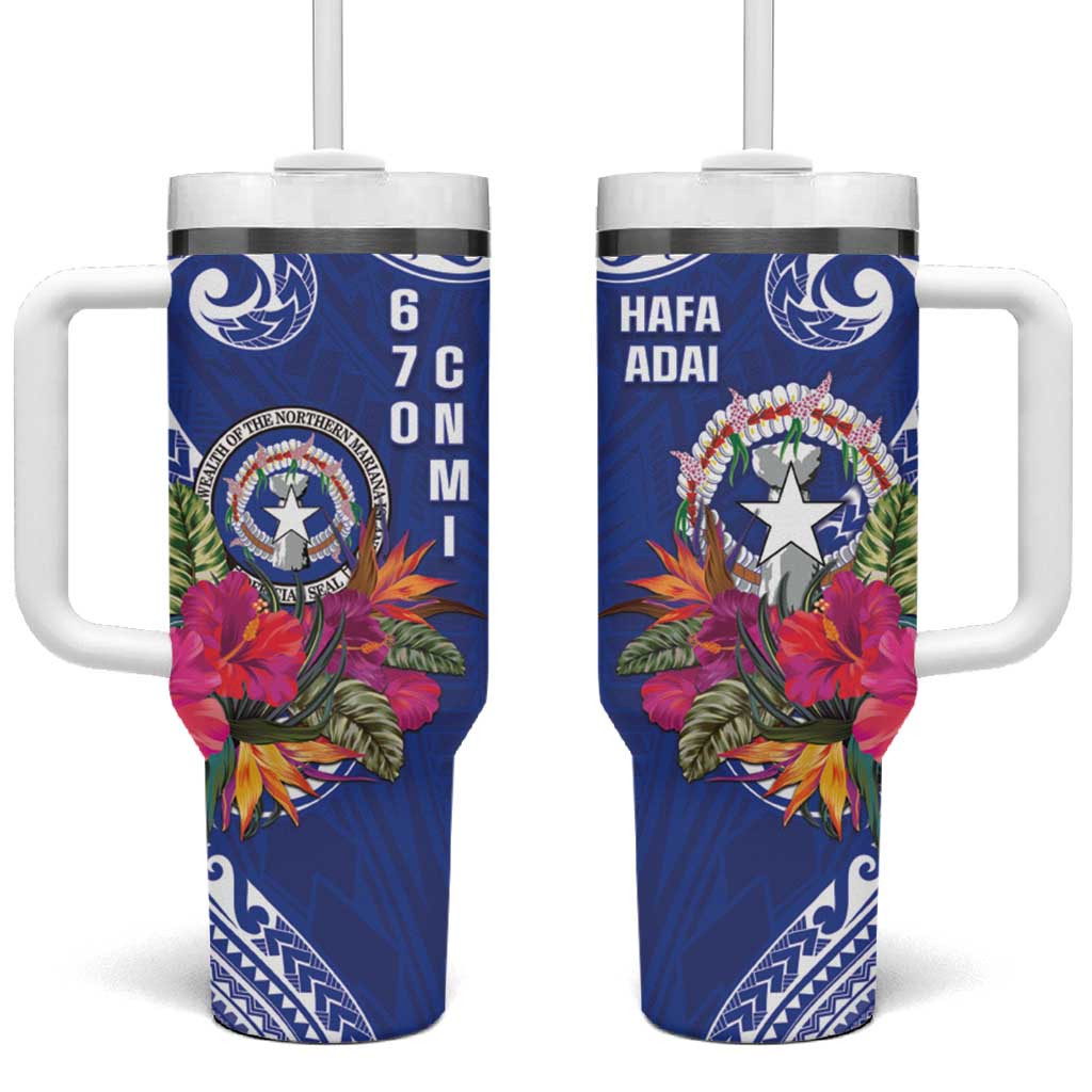 Hafa Adai Northern Mariana Islands Tumbler With Handle Polynesian Tribal Pattern