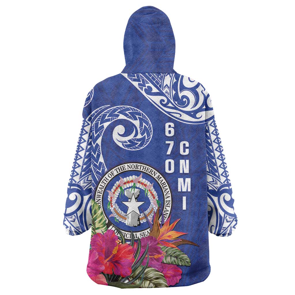 Hafa Adai Northern Mariana Islands Wearable Blanket Hoodie Polynesian Tribal Pattern