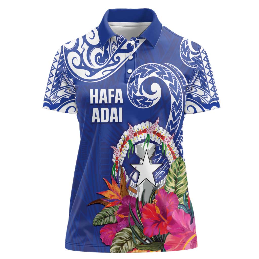 Hafa Adai Northern Mariana Islands Women Polo Shirt Polynesian Tribal Pattern