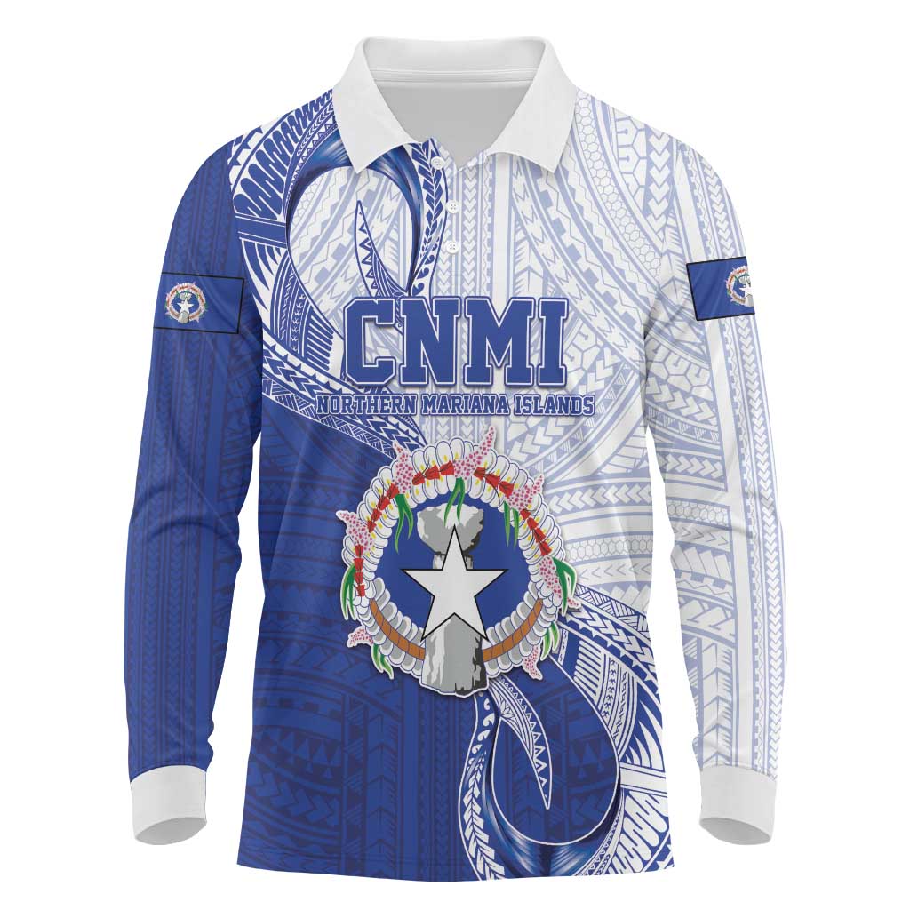 Personalized Northern Mariana Islands Long Sleeve Polo Shirt CNMI Seal