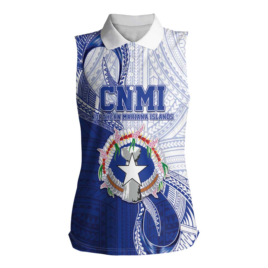 Personalized Northern Mariana Islands Women Sleeveless Polo Shirt CNMI Seal