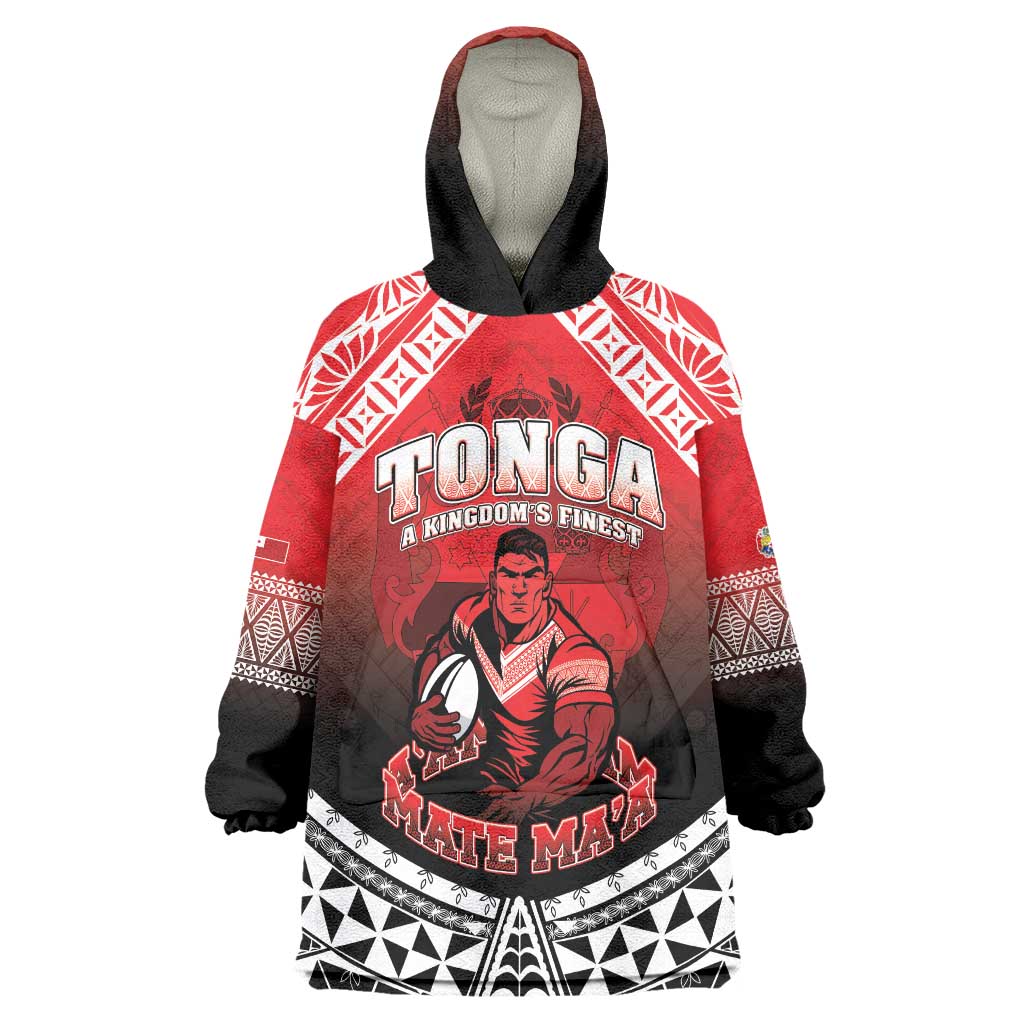 Custom Rugby Tonga MMT Wearable Blanket Hoodie Mana O Tonga - Polynesian Pride