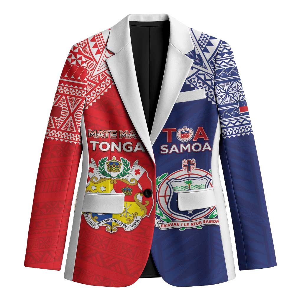 Custom Rugby Samoa And Tonga Blazer Toa Samoa With Mate Maa - Polynesian Pride