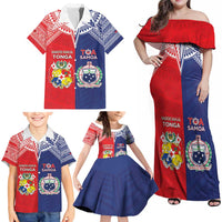 Custom Rugby Samoa And Tonga Family Matching Off Shoulder Maxi Dress and Hawaiian Shirt Toa Samoa With Mate Maa LT05 - Polynesian Pride