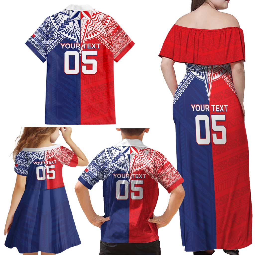 Custom Rugby Samoa And Tonga Family Matching Off Shoulder Maxi Dress and Hawaiian Shirt Toa Samoa With Mate Maa LT05 - Polynesian Pride