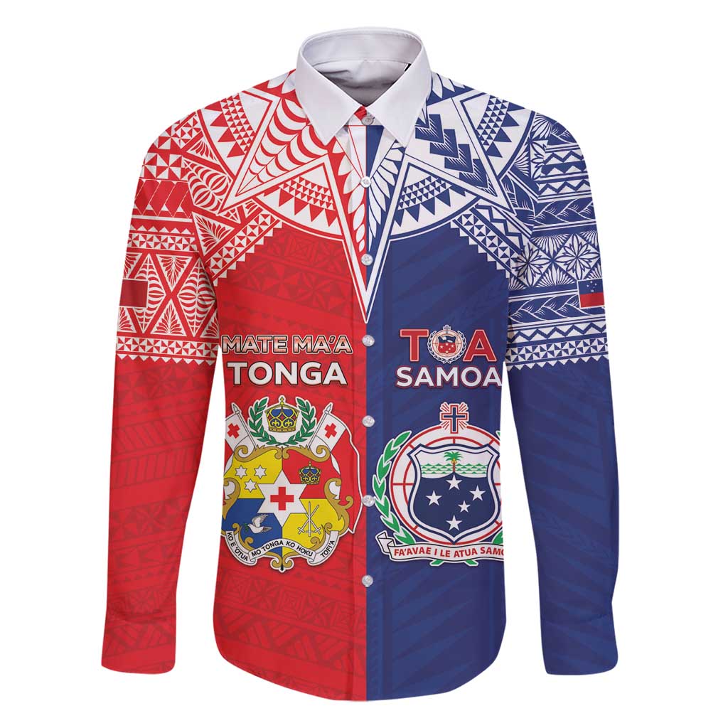Custom Rugby Samoa And Tonga Family Matching Off Shoulder Short Dress and Hawaiian Shirt Toa Samoa With Mate Maa - Polynesian Pride