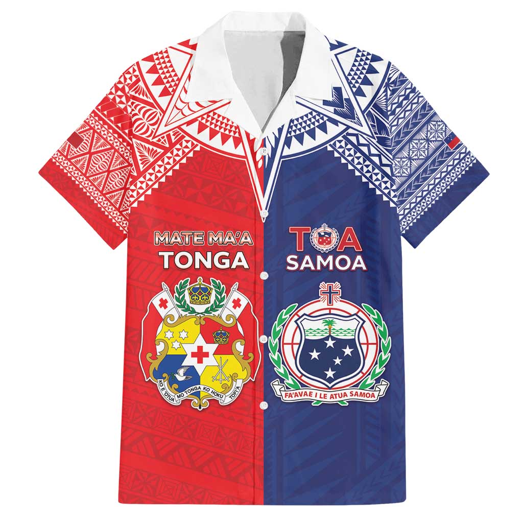 Custom Rugby Samoa And Tonga Family Matching Tank Maxi Dress and Hawaiian Shirt Toa Samoa With Mate Maa - Polynesian Pride