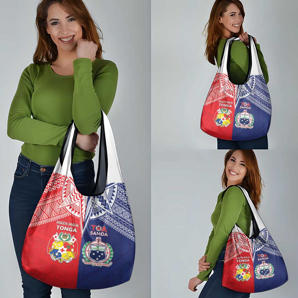 Rugby Samoa And Tonga Grocery Bag Toa Samoa With Mate Maa - Polynesian Pride