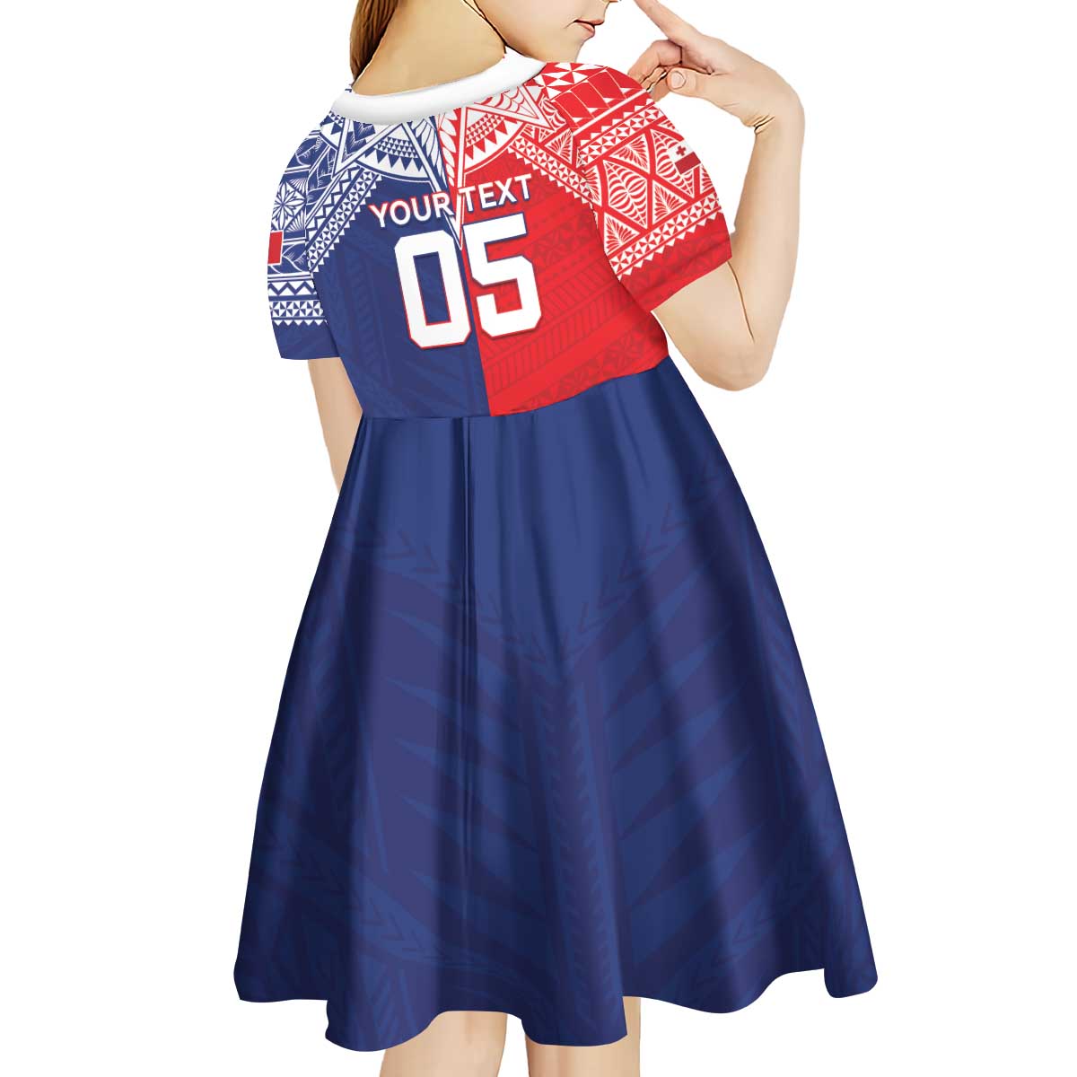 Custom Rugby Samoa And Tonga Kid Short Sleeve Dress Toa Samoa With Mate Maa - Polynesian Pride