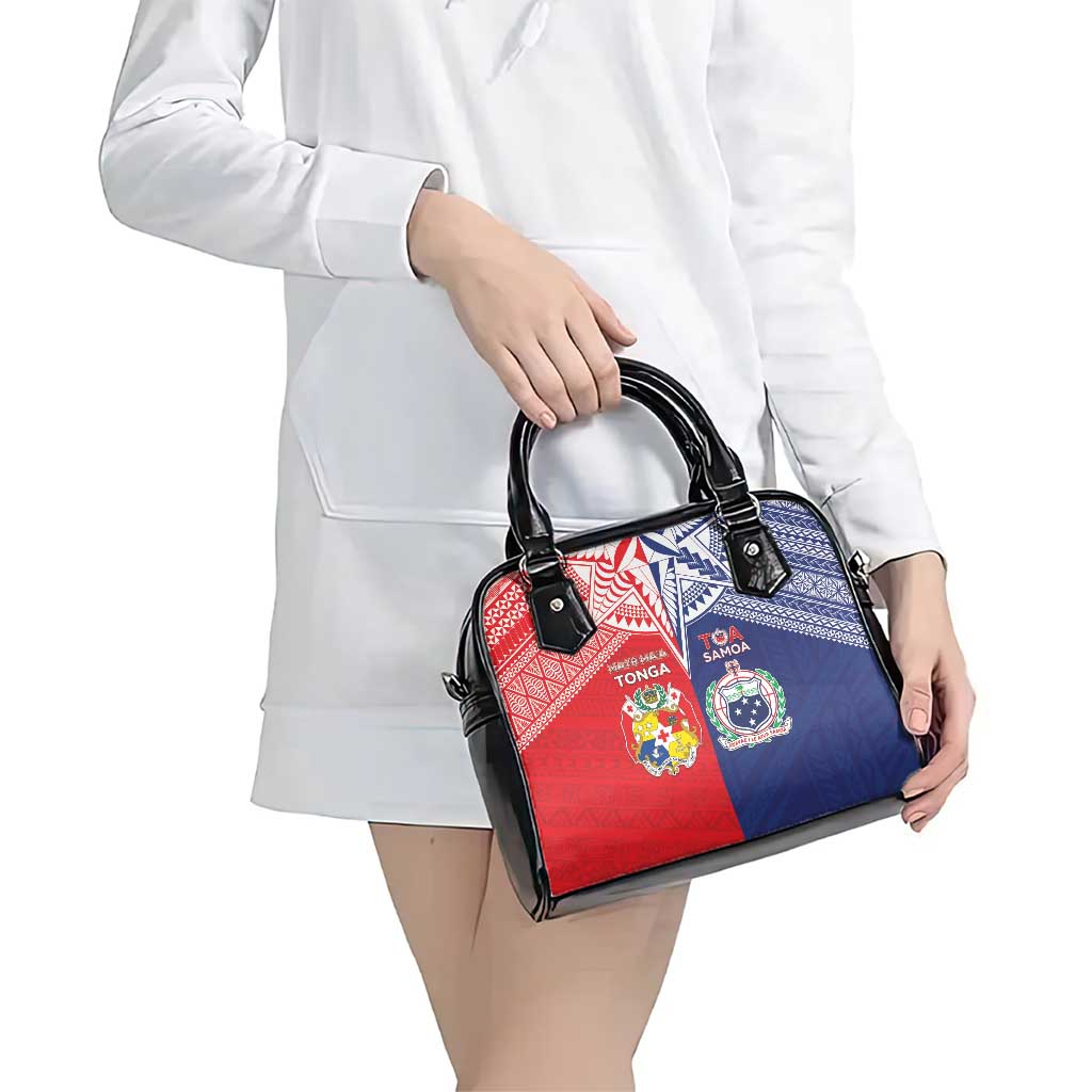 Rugby Samoa And Tonga Shoulder Handbag Toa Samoa With Mate Maa - Polynesian Pride