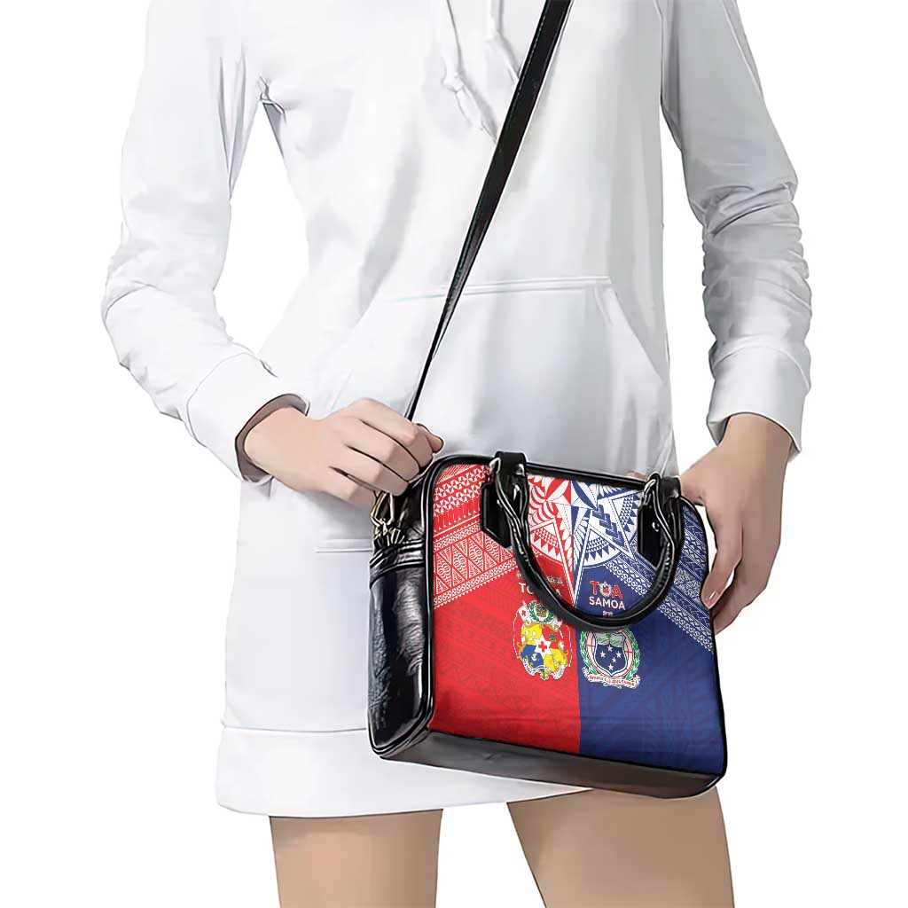 Rugby Samoa And Tonga Shoulder Handbag Toa Samoa With Mate Maa - Polynesian Pride
