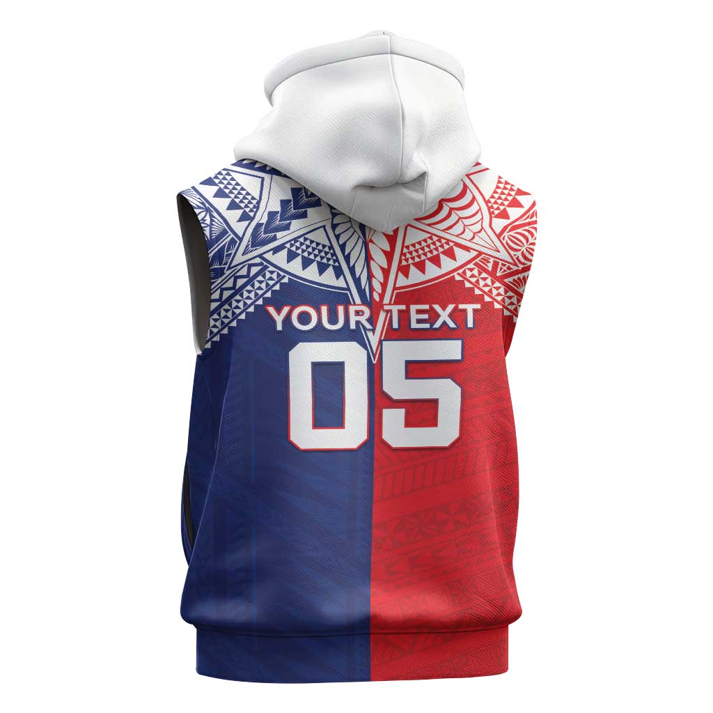 Custom Rugby Samoa And Tonga Sleeveless Zip Hoodie Toa Samoa With Mate Maa - Polynesian Pride
