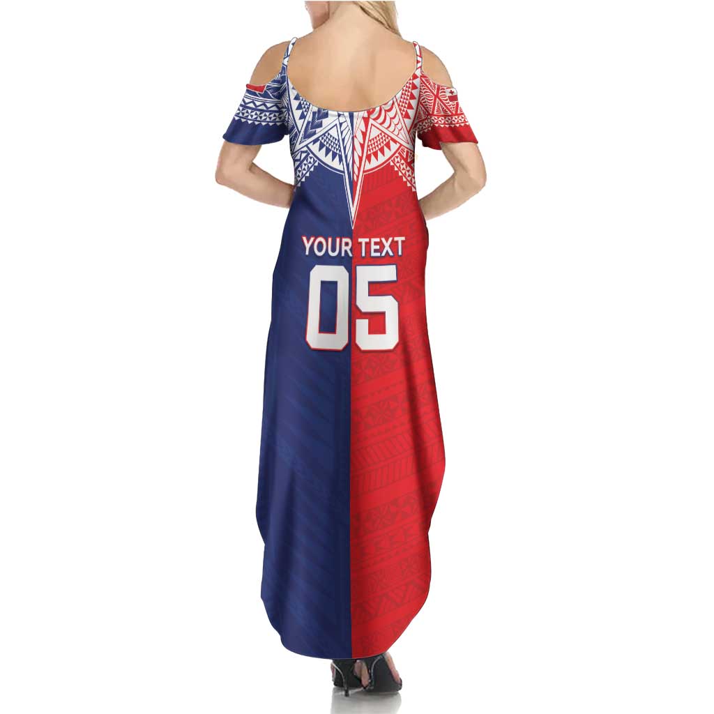 Custom Rugby Samoa And Tonga Summer Maxi Dress Toa Samoa With Mate Maa - Polynesian Pride