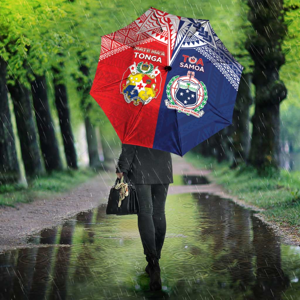 Rugby Samoa And Tonga Umbrella Toa Samoa With Mate Maa - Polynesian Pride
