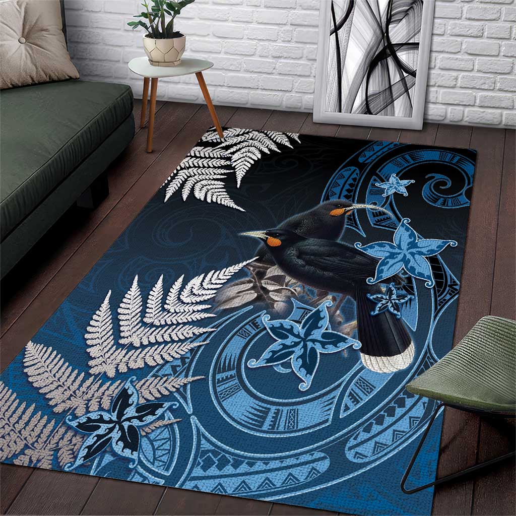 New Zealand Huia Bird Area Rug Aotearoa Maori Pattern