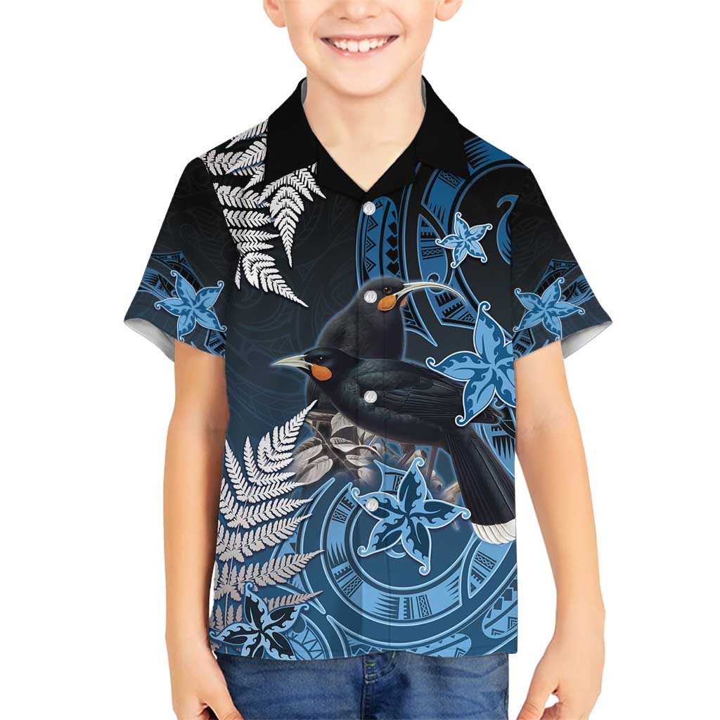 New Zealand Huia Bird Family Matching Puletasi and Hawaiian Shirt Aotearoa Maori Pattern