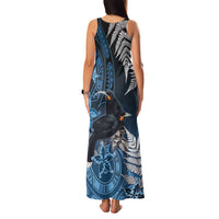 New Zealand Huia Bird Family Matching Tank Maxi Dress and Hawaiian Shirt Aotearoa Maori Pattern