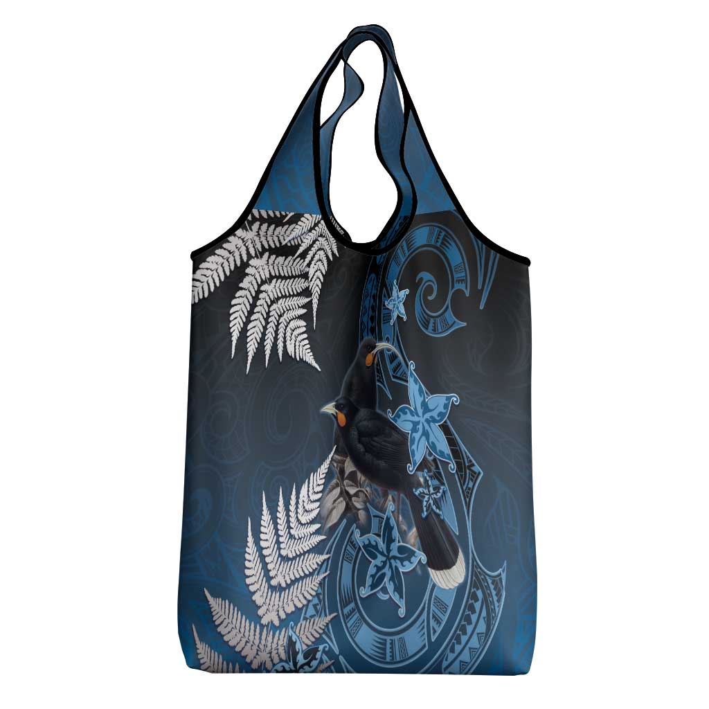 New Zealand Huia Bird Grocery Bag Aotearoa Maori Pattern