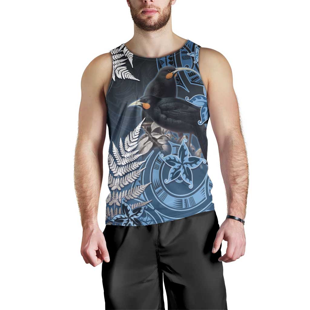 New Zealand Huia Bird Men Tank Top Aotearoa Maori Pattern