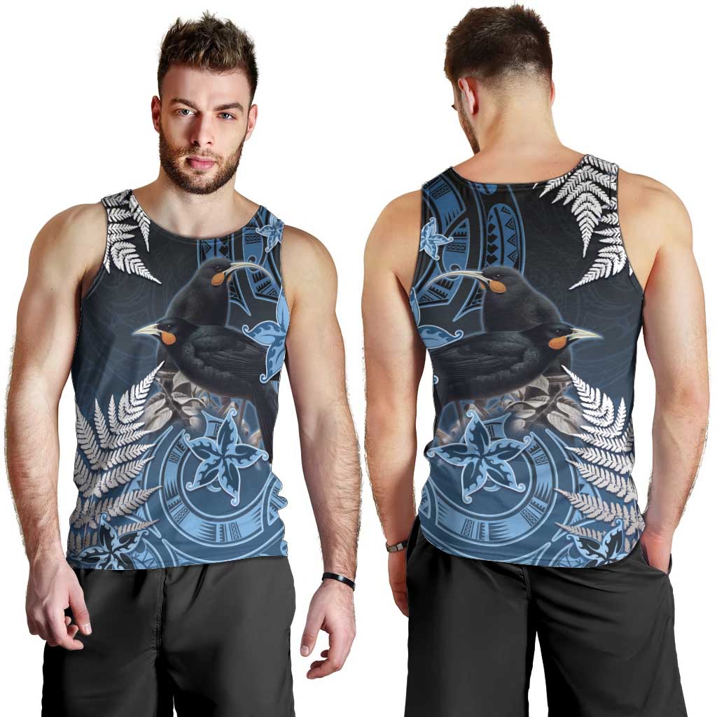 New Zealand Huia Bird Men Tank Top Aotearoa Maori Pattern