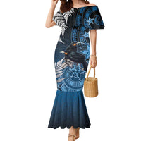 New Zealand Huia Bird Mermaid Dress Aotearoa Maori Pattern