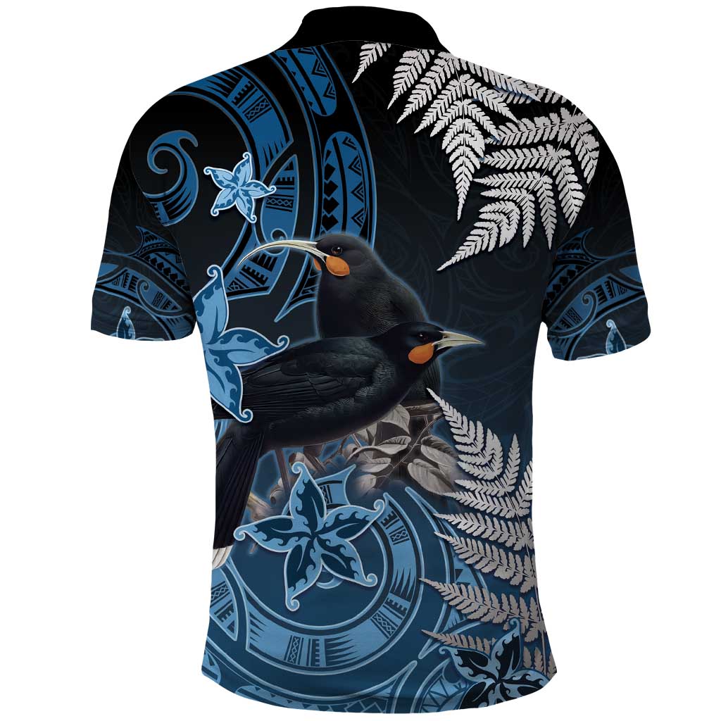New Zealand Huia Bird Polo Shirt Aotearoa Maori Pattern LT05 - Polynesian Pride