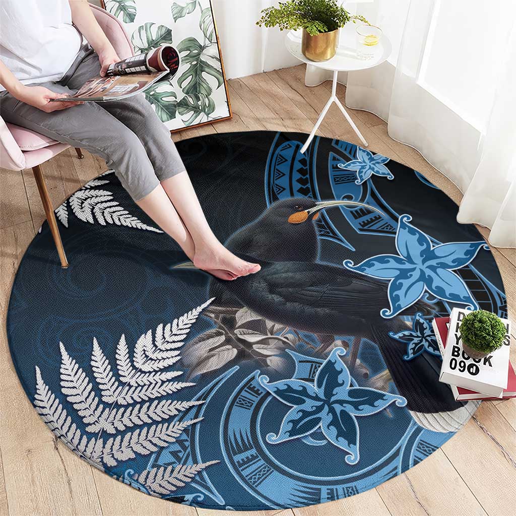 New Zealand Huia Bird Round Carpet Aotearoa Maori Pattern LT05 - Polynesian Pride