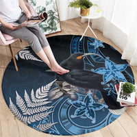 New Zealand Huia Bird Round Carpet Aotearoa Maori Pattern LT05 - Polynesian Pride