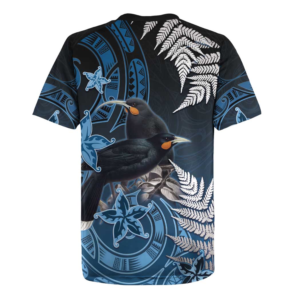 New Zealand Huia Bird Rugby Jersey Aotearoa Maori Pattern