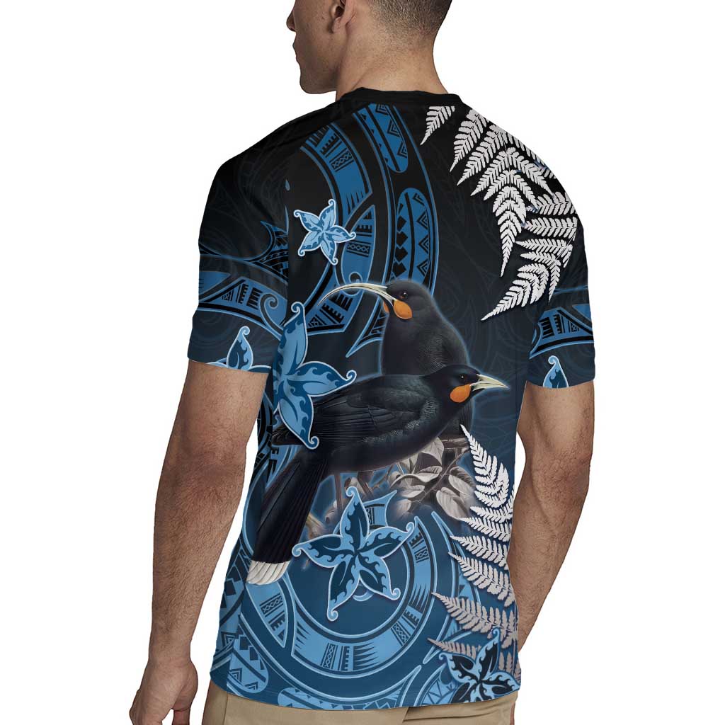 New Zealand Huia Bird Rugby Jersey Aotearoa Maori Pattern