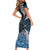 New Zealand Huia Bird Short Sleeve Bodycon Dress Aotearoa Maori Pattern