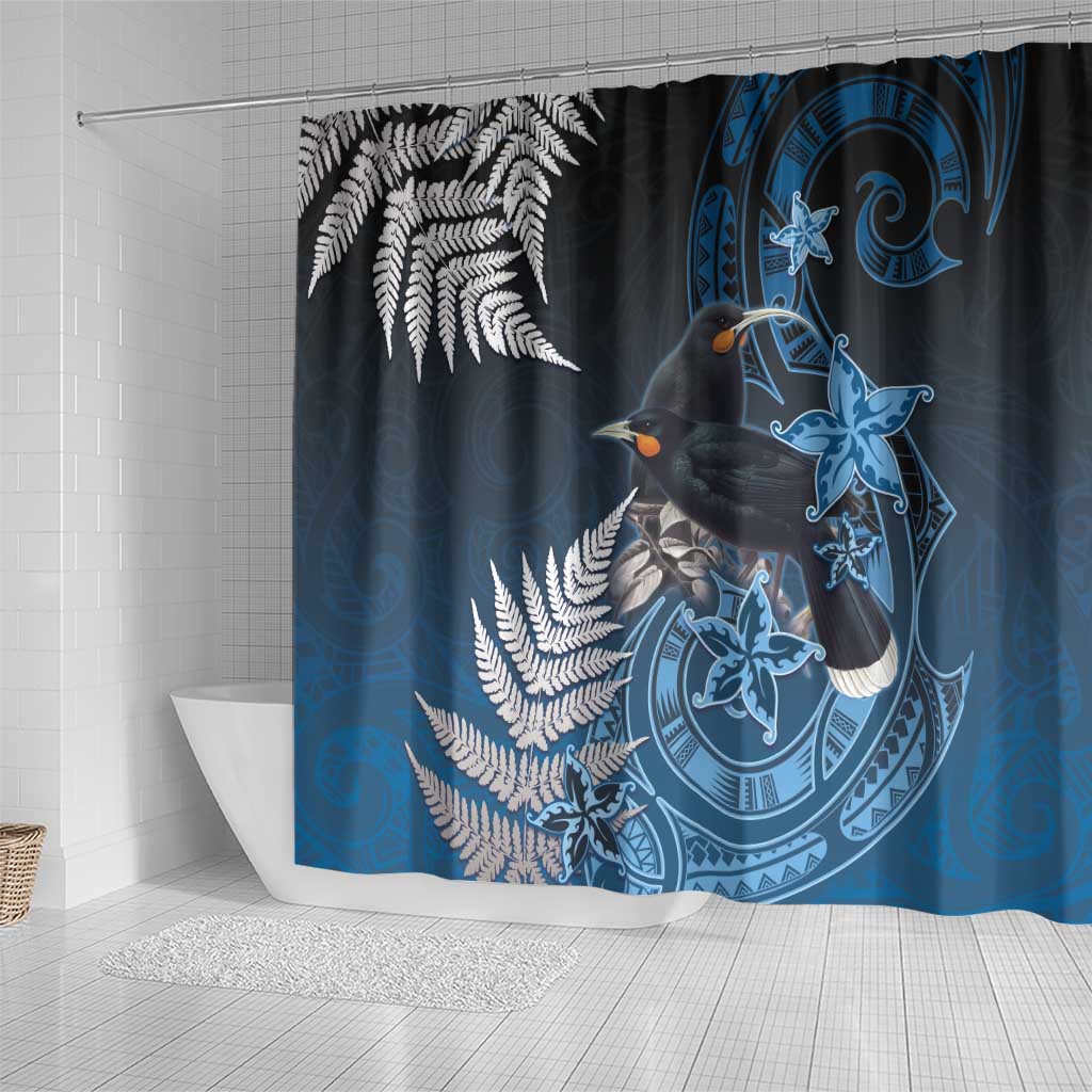 New Zealand Huia Bird Shower Curtain Aotearoa Maori Pattern