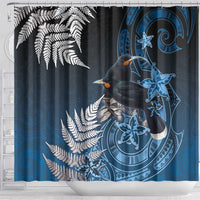 New Zealand Huia Bird Shower Curtain Aotearoa Maori Pattern