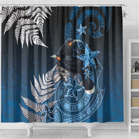 New Zealand Huia Bird Shower Curtain Aotearoa Maori Pattern