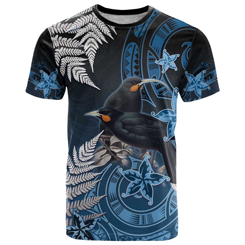New Zealand Huia Bird T Shirt Aotearoa Maori Pattern