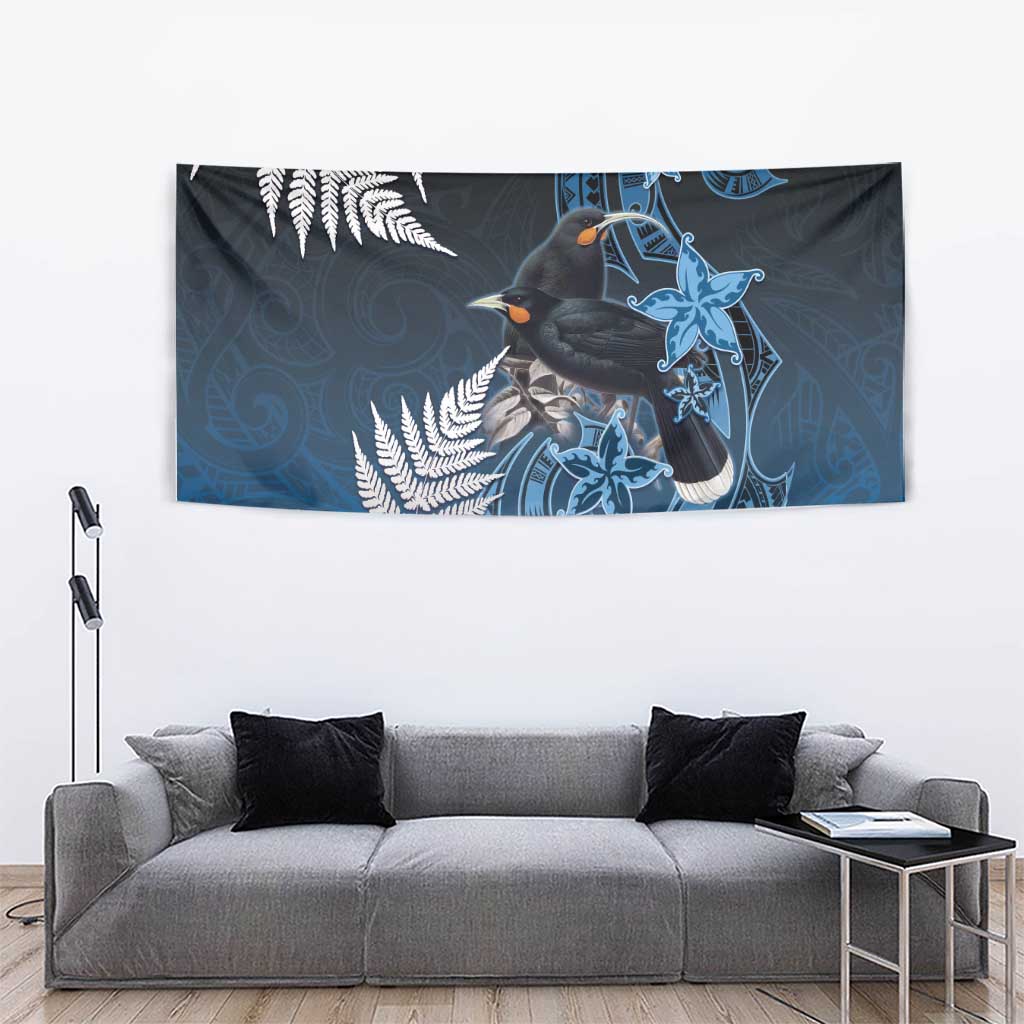 New Zealand Huia Bird Tapestry Aotearoa Maori Pattern