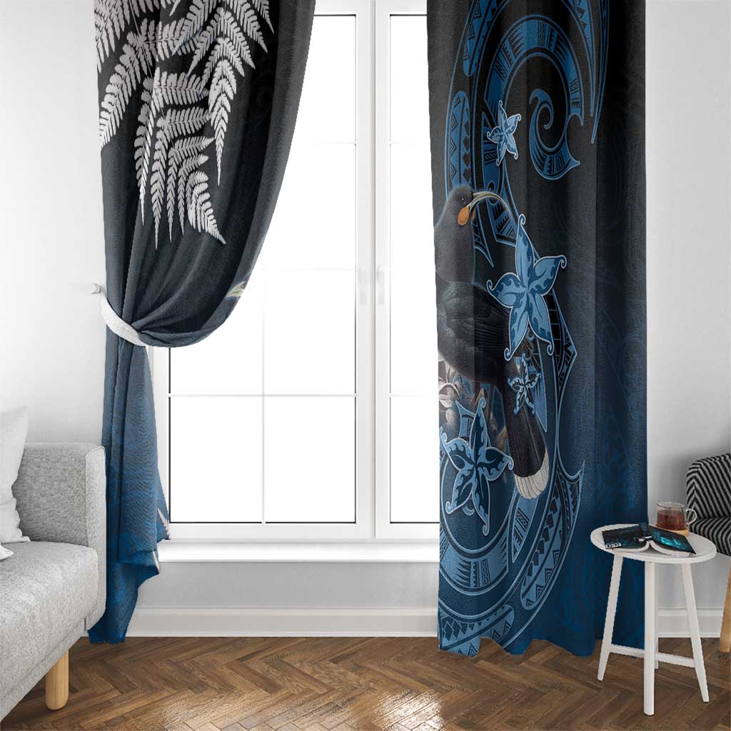 New Zealand Huia Bird Window Curtain Aotearoa Maori Pattern