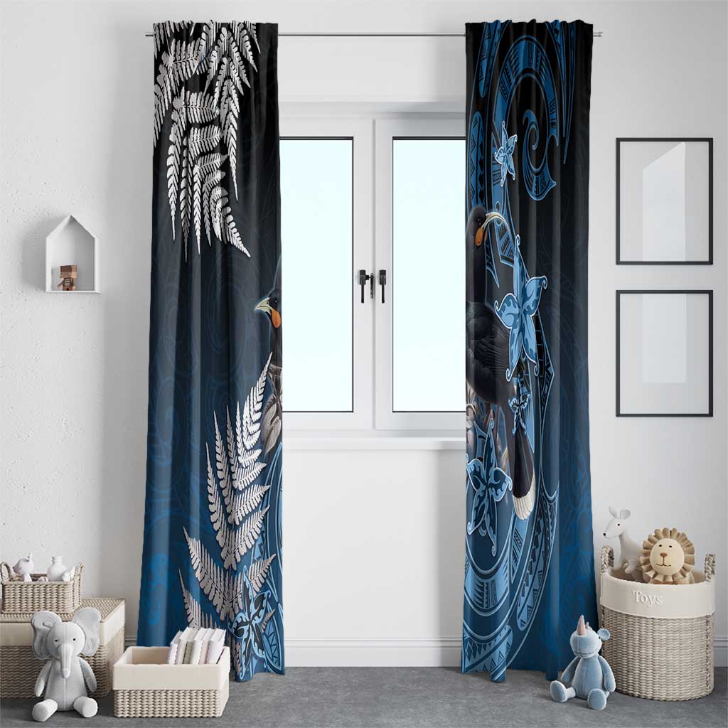 New Zealand Huia Bird Window Curtain Aotearoa Maori Pattern